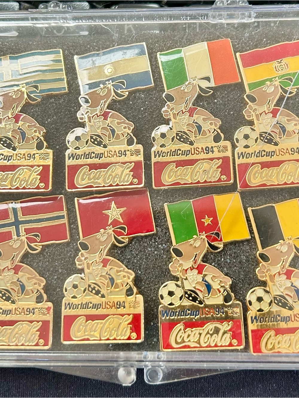 Coca-Cola Gold-Trim Enamel 94 World Cup Mascot Pins 24 pins